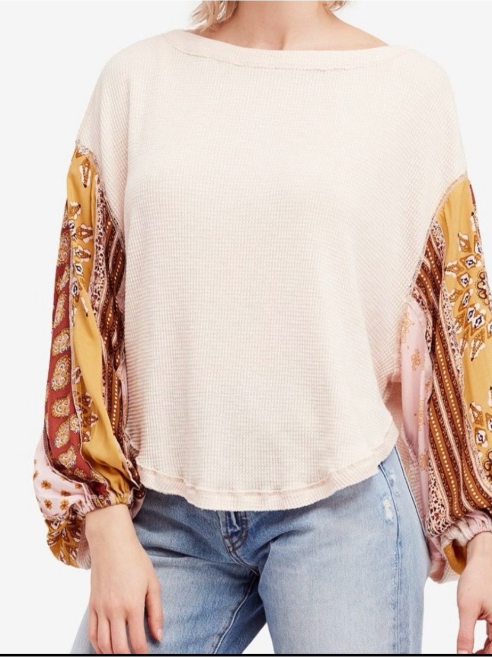 We The Free Blossom Floral Thermal Waffle Top